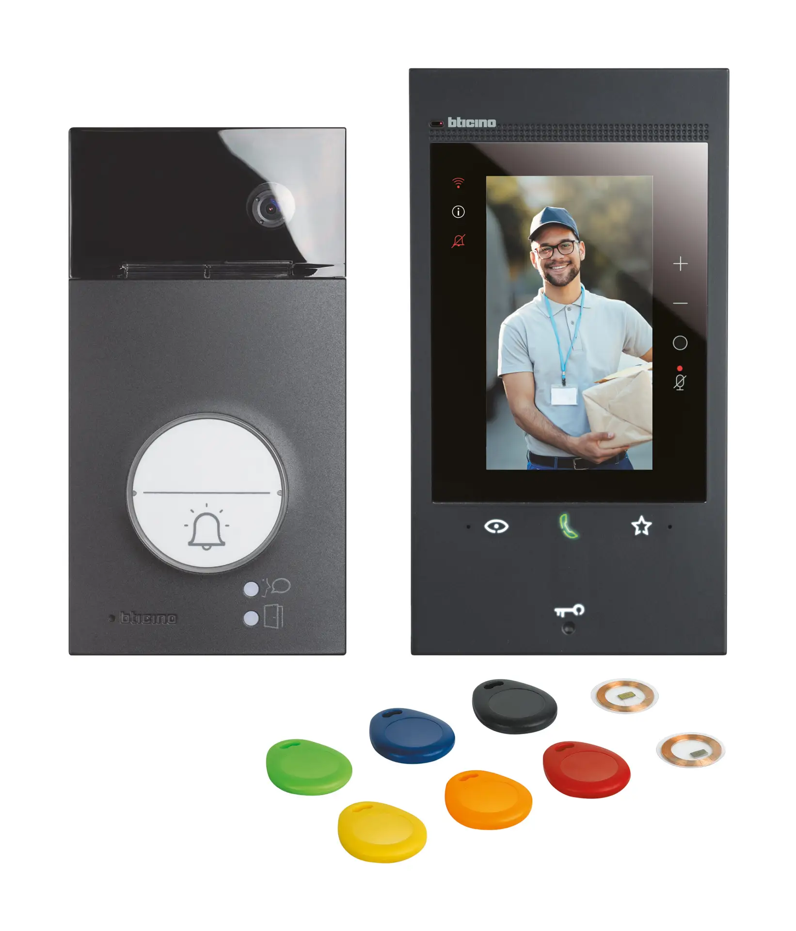 Kit BTicino Videoporteiro Unifamiliar Conectado Wi-Fi – Série Linea 3000 Black & Monitor Classe 300EOS Preto com Alexa (363926) - Imagem 2
