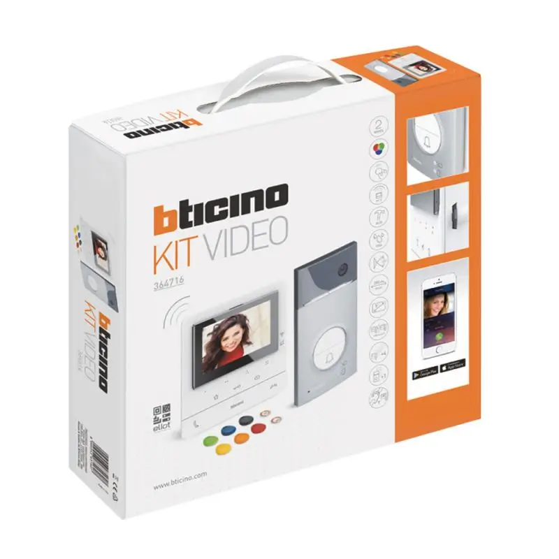 Kit BTicino Videoporteiro Unifamiliar/Bifamiliar Conectado Wi-Fi – Série Linea 3000 & Monitor Classe 100X16E (364716)